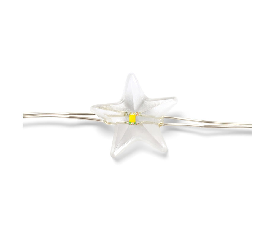 Detail einer LED-Microlichterkette, Sterne.