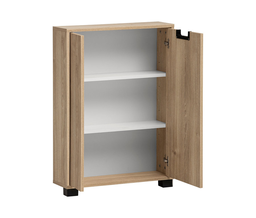 Geöffnete Kommode »Emmik«, weißeiche gestreift.