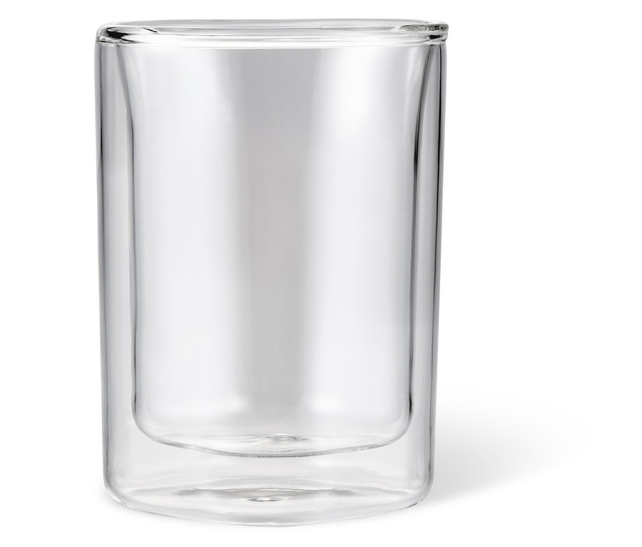 Leeres doppelwandiges Caffè Crema Glas.