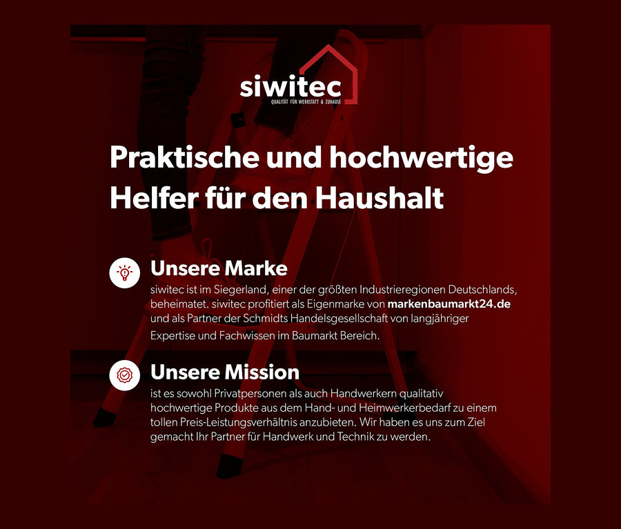 Klapptritt, 2-stufig, anthrazit mit siwitec Aufschrift.