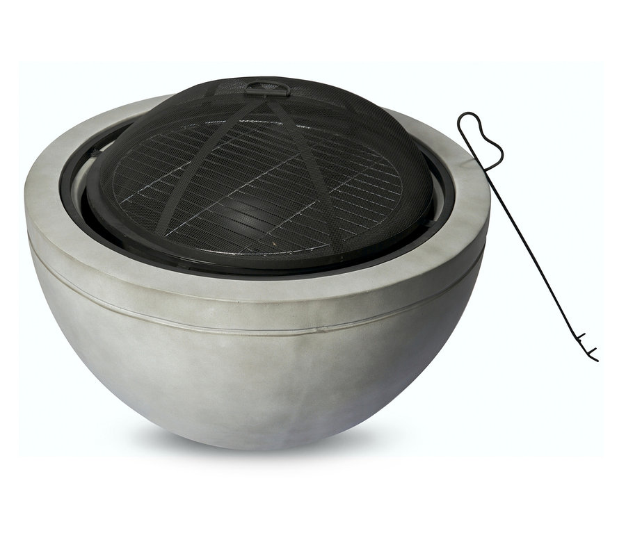 Buschbeck Feuerschale »Madrid«, Ø 60 cm, mit rundem, schwarzem Gitternetz und Werkzeug.