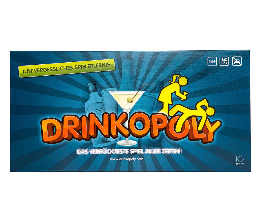 Verpackung des Spiels »Drinkopoly«.
