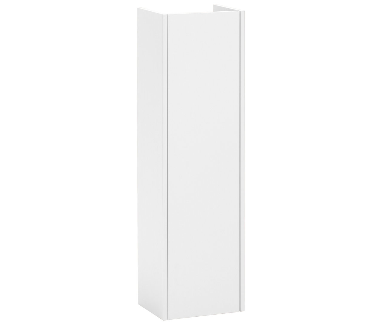 Weißer Hochschrank auf weißem Hintergrund.