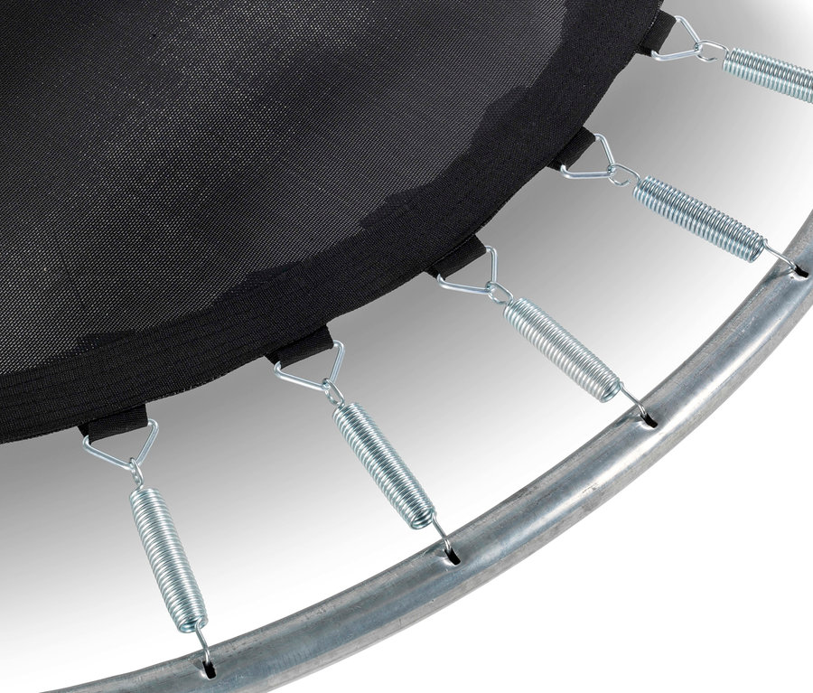 Detailaufnahme von Federn und Rahmen des EXIT Trampolin »Silhouette«, Ø ca. 427 cm.