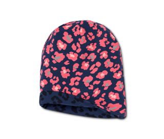 eine Seite: dunkelblau mit schwarzem Alloverprint, andere Seite: dunkelblau mit mehrfarbigen Alloverprint mit Rosa und Koralle