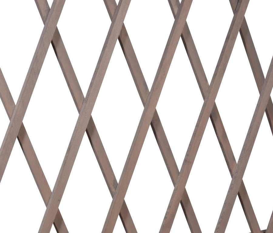 Anthrazitfarbenes Hochbeet mit Rankgitter.