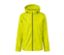 Gelbe Regenjacke mit Reißverschluss in der Mitte.