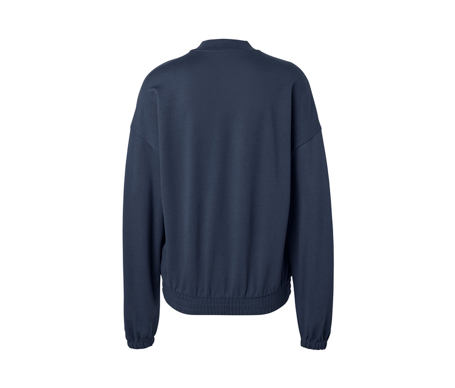 Dunkelblaue Sweatjacke von hinten.