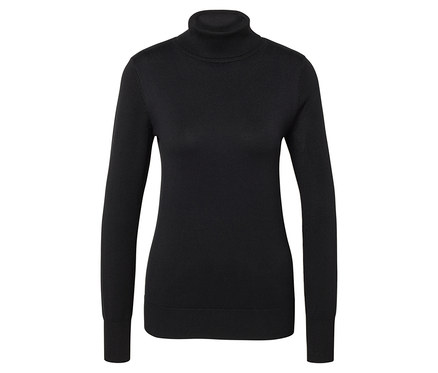 Feinstrick-Rollkragenpullover, schwarz