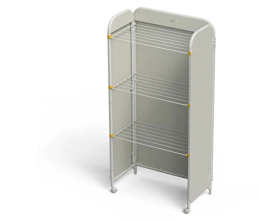 Zusammengeklappter Joseph Joseph Eclipse Wäscheständer in Grau.