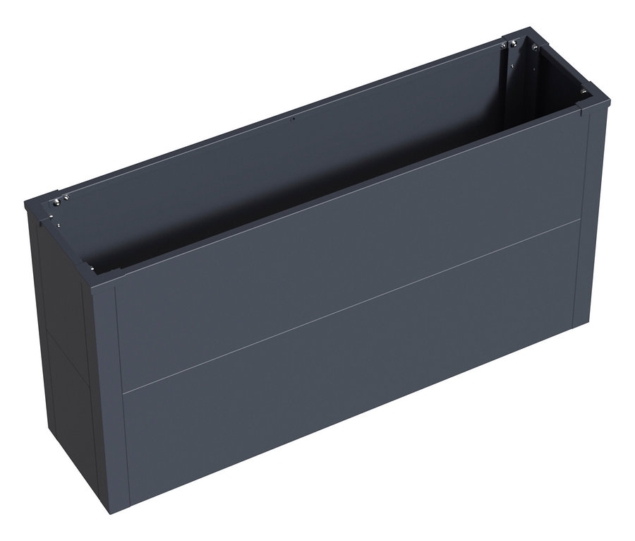 Anthrazitfarbener Pflanzkasten mit Einlegeboden, Höhe ca. 52cm, auf weißem Hintergrund.