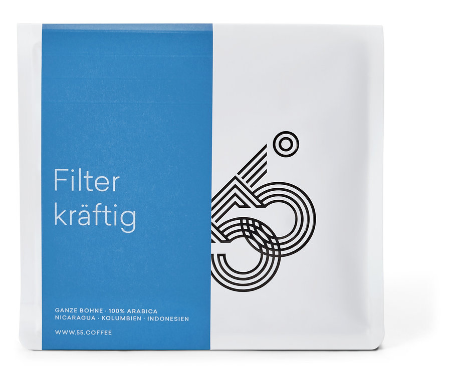 55 Degrees - Filterkaffee kräftig - 250 g Ganze Bohne