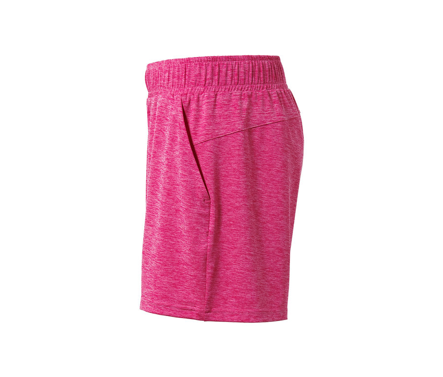 Pinke Sportshorts mit Gummibund und Tasche.