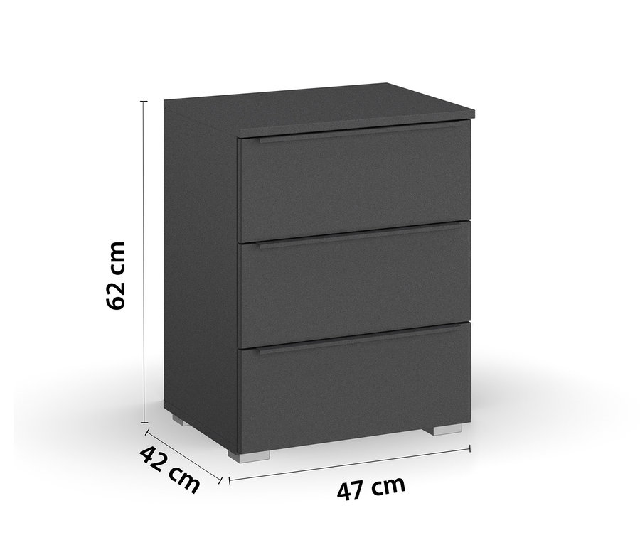 rauch Nachttisch »Monostar«, grau metallic mit drei Schubladen.