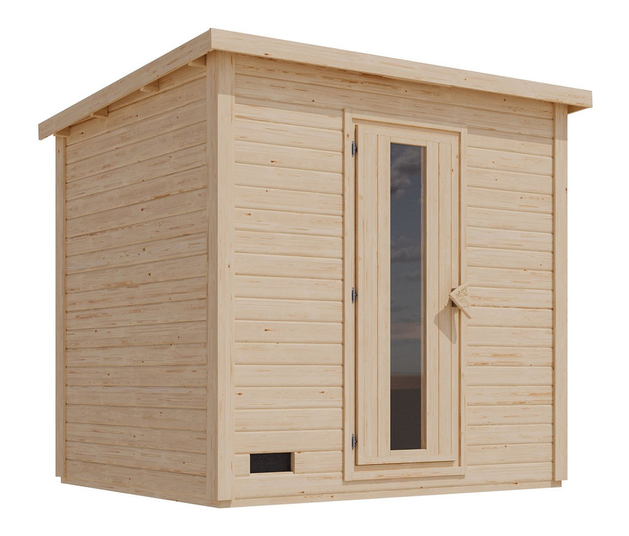 Außenansicht des Karibu Saunahauses »Elli 3«.