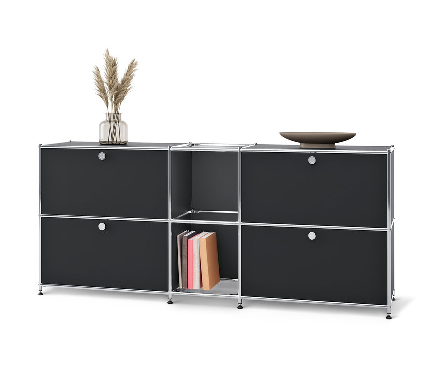 Schwarzes Sideboard Metall »CN3« mit 4 Klappenfächern.