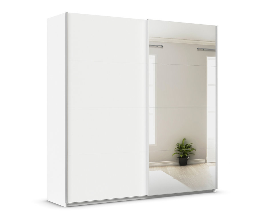 Weißer rauch Schwebetürenschrank »Quadra« mit Spiegel.