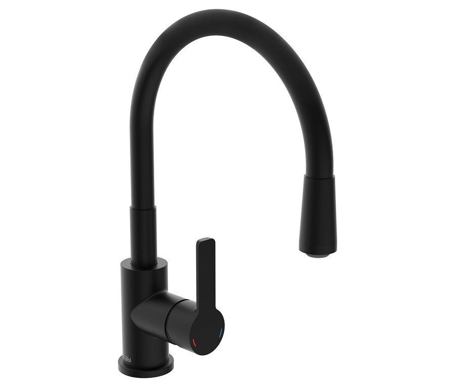 Schwarze Edelstahl-Spültischarmatur »FLEXO«.