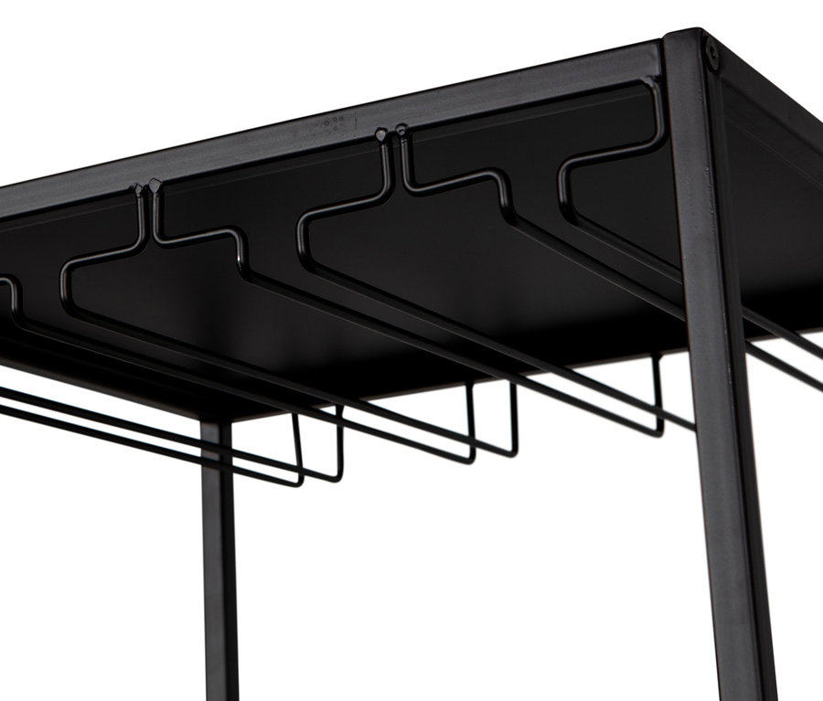 Detailaufnahme eines schwarzen Metallregals »Reese« von Woood.