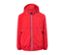 Eine rote Windbreaker-Jacke mit Reißverschluss in der Mitte.