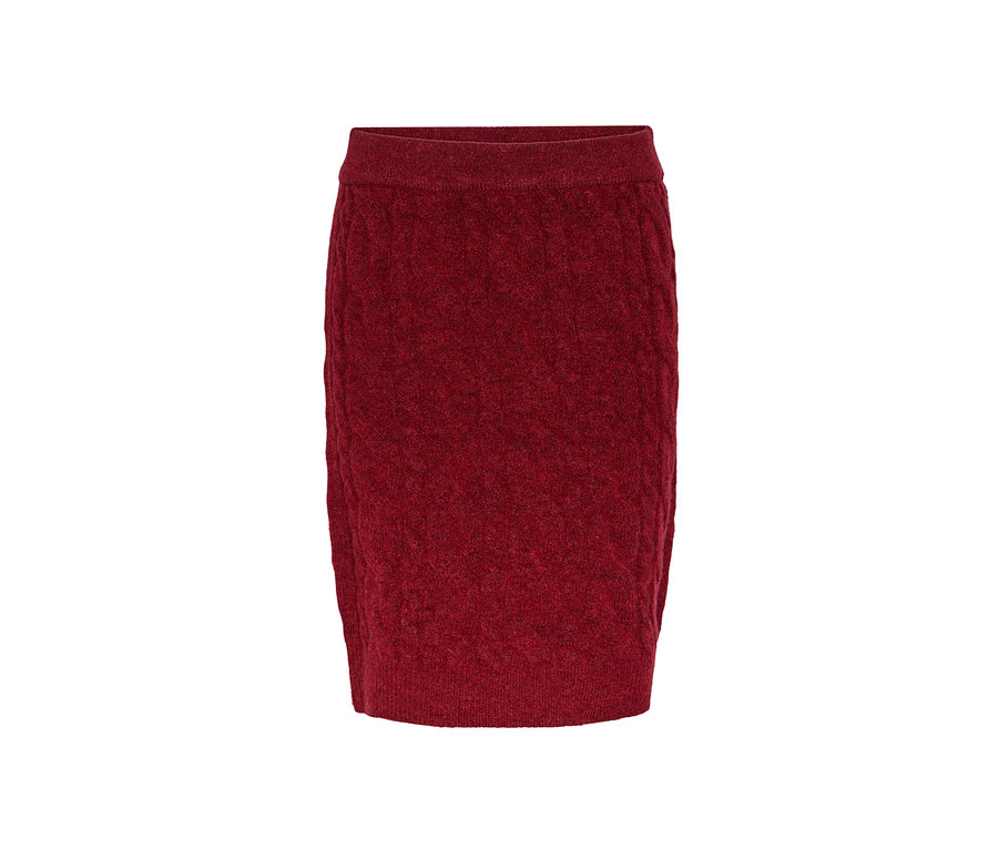 Ein roter Strickrock.