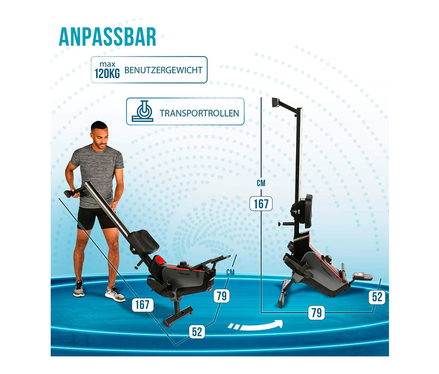 Mann steht neben dem Rudergerät RW 1000.