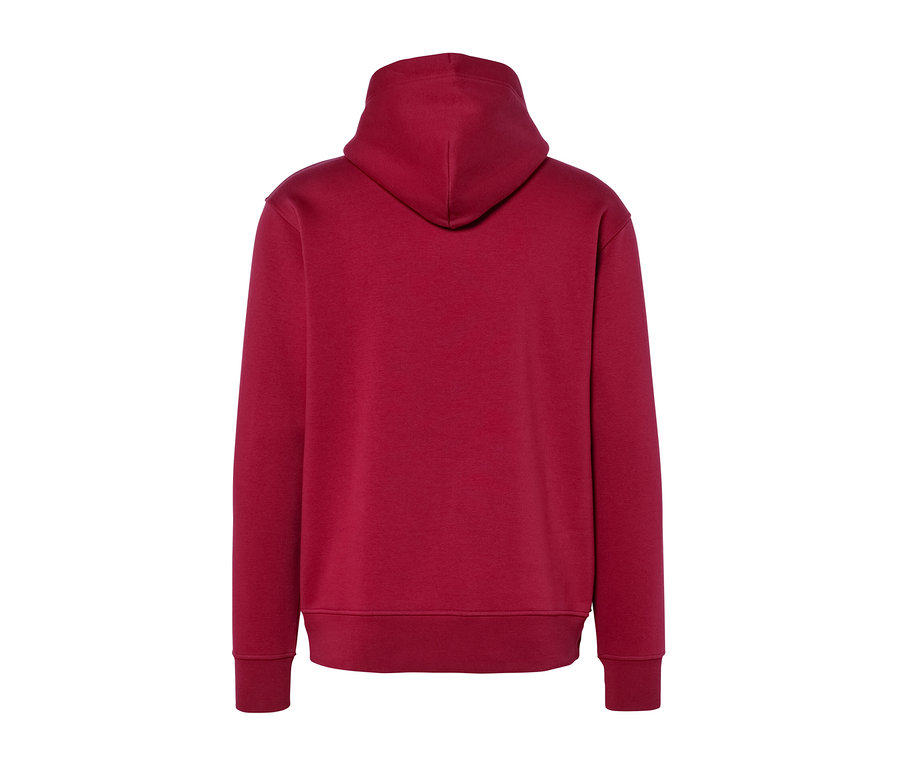 Rückansicht eines roten Hoodies.
