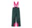 Dunkelgrüne Kinder-Skihose mit pinkfarbenen Hosenträgern.