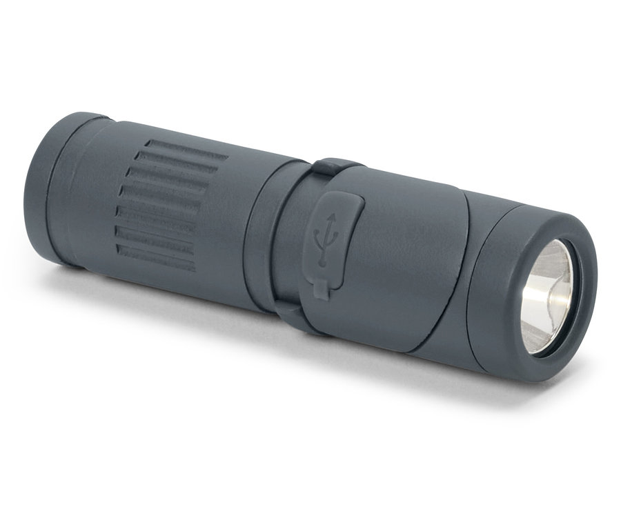 Eine graue 2-in-1-LED-Multifunktionsleuchte liegt horizontal.