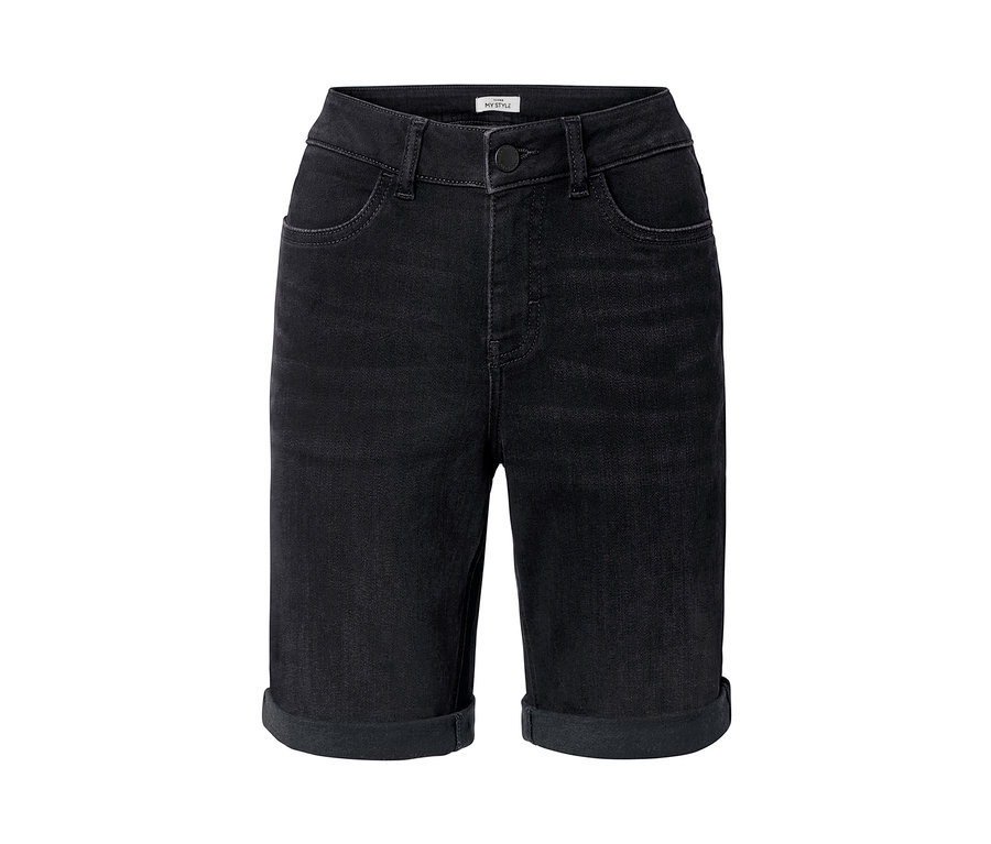 Schwarze Bermuda Jeans ‒ Fit »Lea«.
