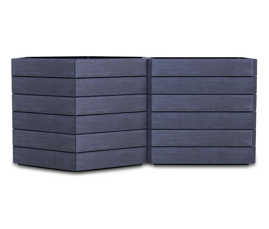 Zwei dunkelblaue Garantia Ergo Hochbeete »Vario 3« stehen nebeneinander.