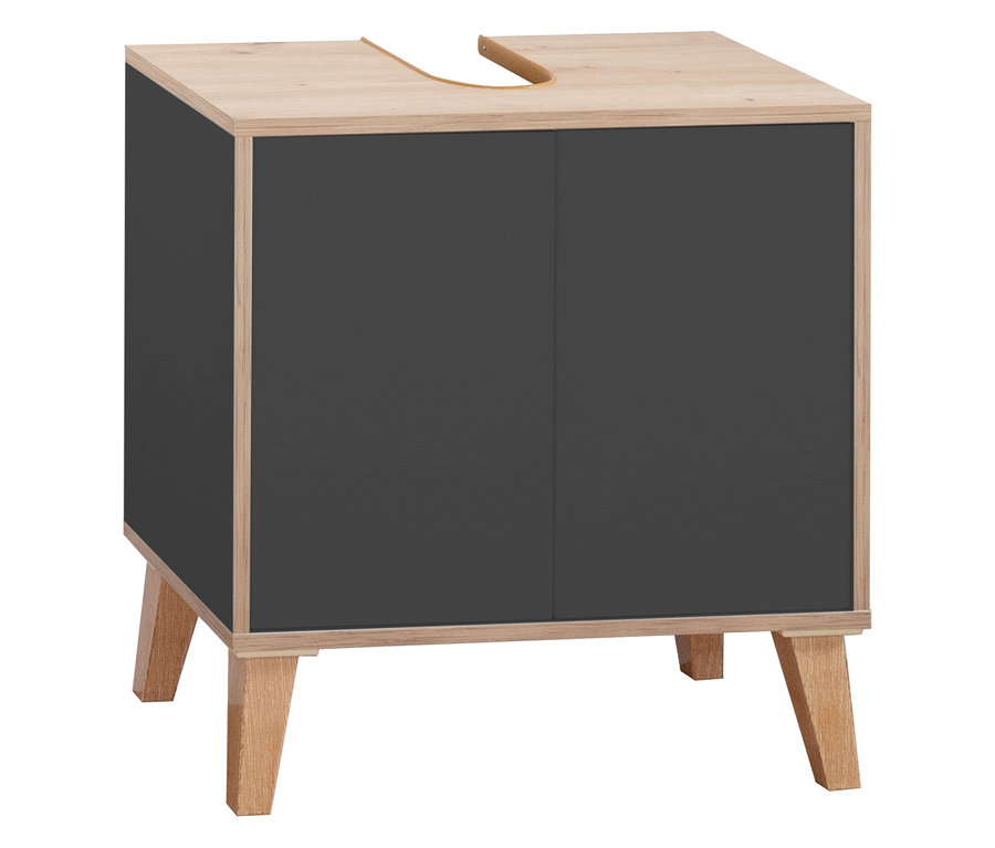 Roba Waschbeckenunterschrank »Morena« mit zwei basaltgrauen Türen und Artisan-Eiche Dekor.