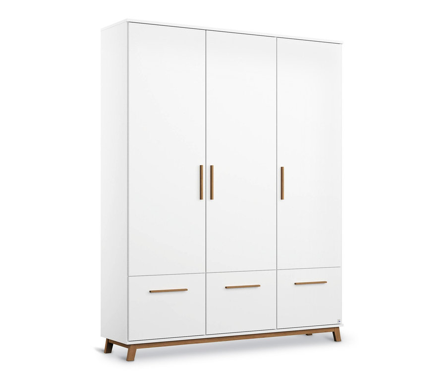Weißer rauch Kleiderschrank »Carlsson« mit 3 Schubladen.