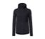 Schwarze Thermojacke mit Reißverschluss und Kapuze.