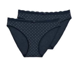 Dunkelblau meliert mit weißen Punkten