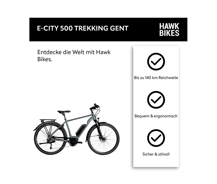 Graues HAWK E-TREKKING 500 GENT E-Bike.