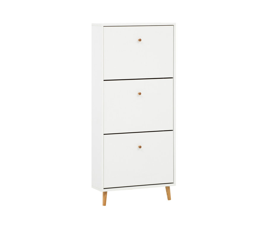 Weißer Schuhschrank »Bjarne« mit 3 Klappen.