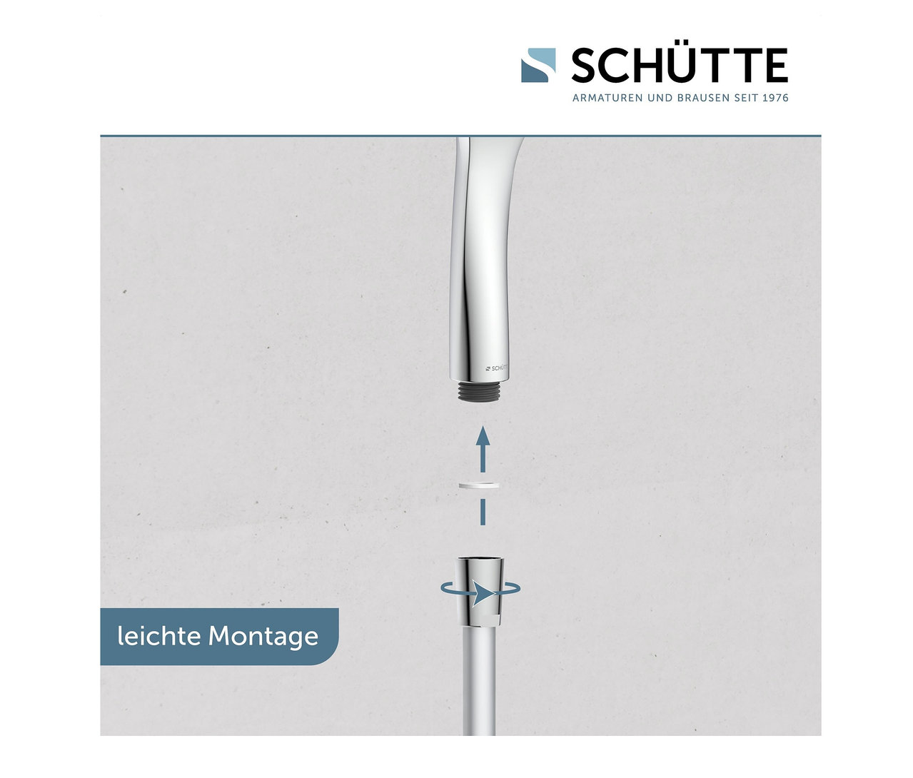 Chromfarbenes Brausestangen-Set »CAPRI« in schematischer Darstellung.