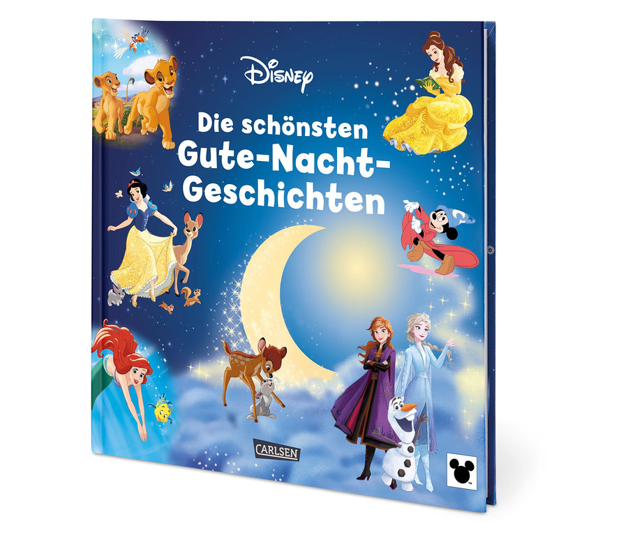 Das Cover des Buches "Die schönsten Gute-Nacht-Geschichten" von Disney mit verschiedenen Disney-Figuren.