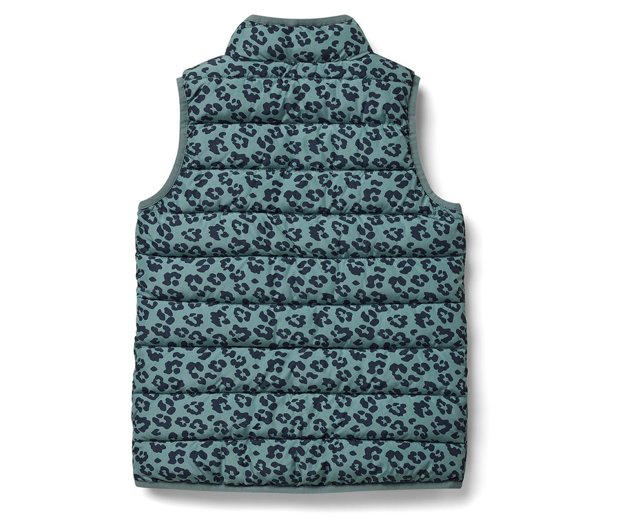 Kinder-Steppweste mit Leopardenmuster.