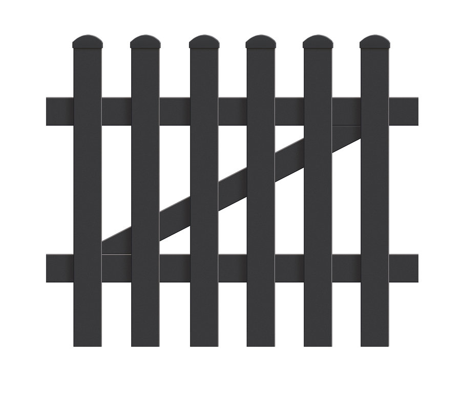 Nahaufnahme eines anthrazitfarbenen KM Meeth Zauntür.