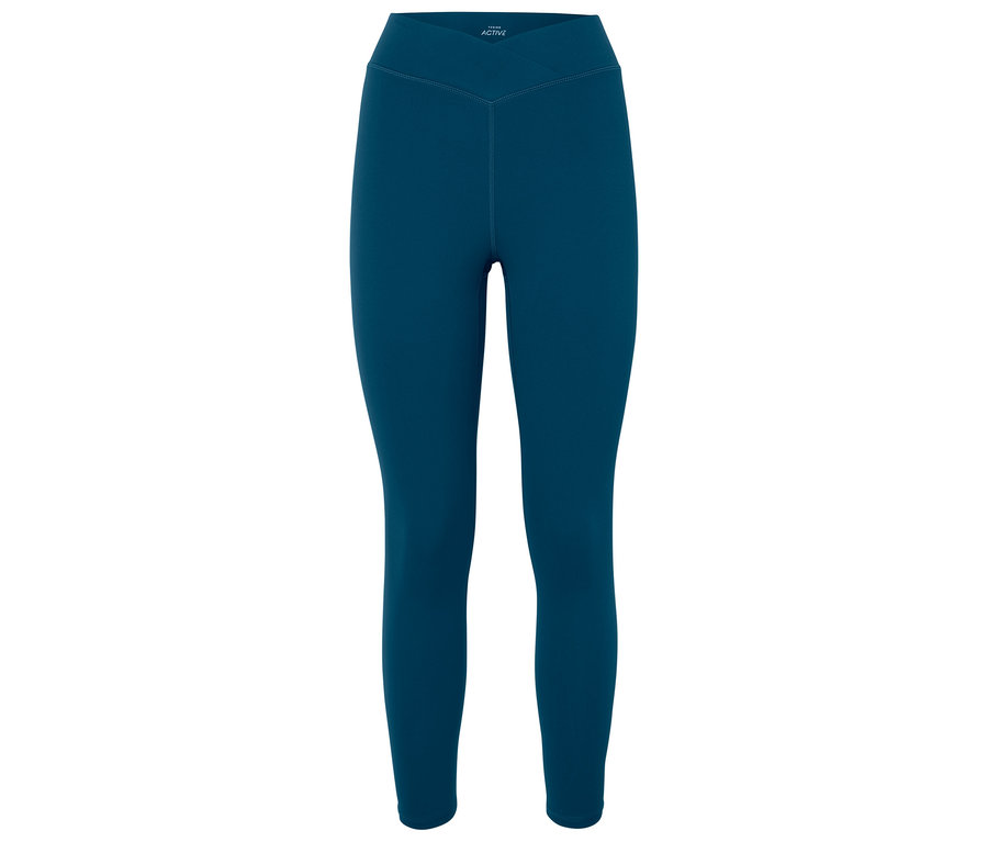 Blaue Leggings auf weißem Hintergrund.