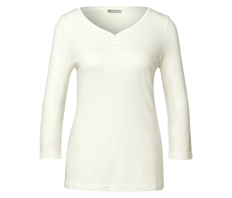 Weißes Street One 3/4-Shirt mit Knopfdetail.