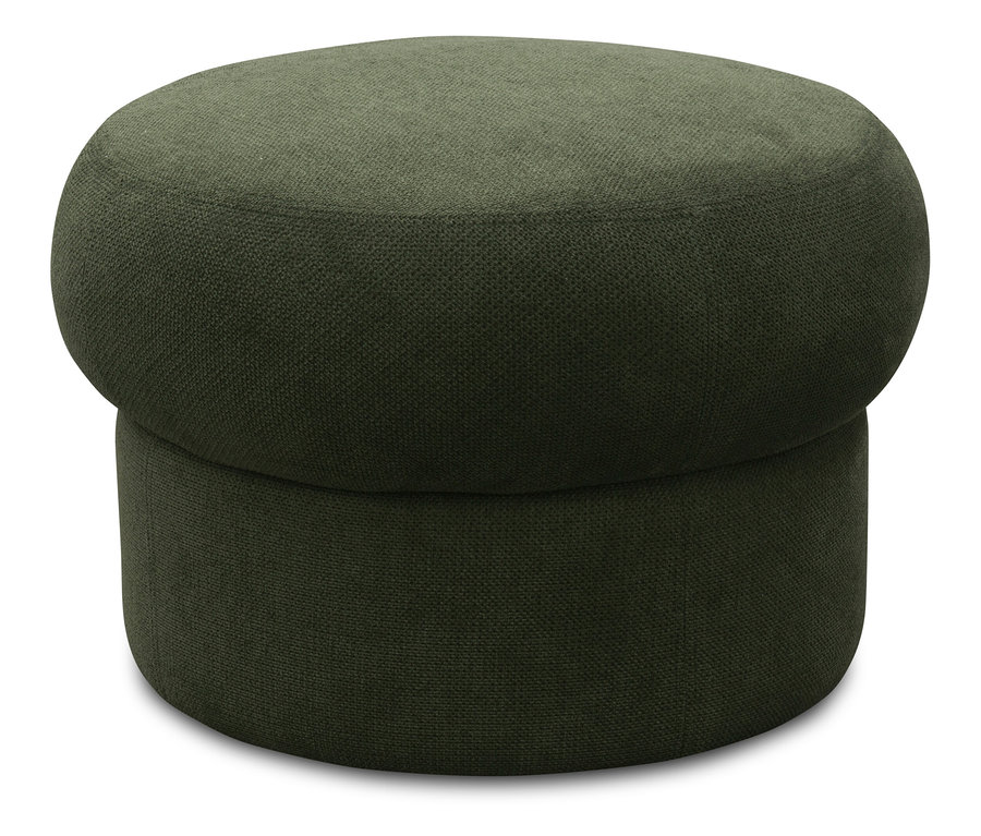 Nahaufnahme des Domo Pilzhockers »Marbella« in Dunkelgrün.