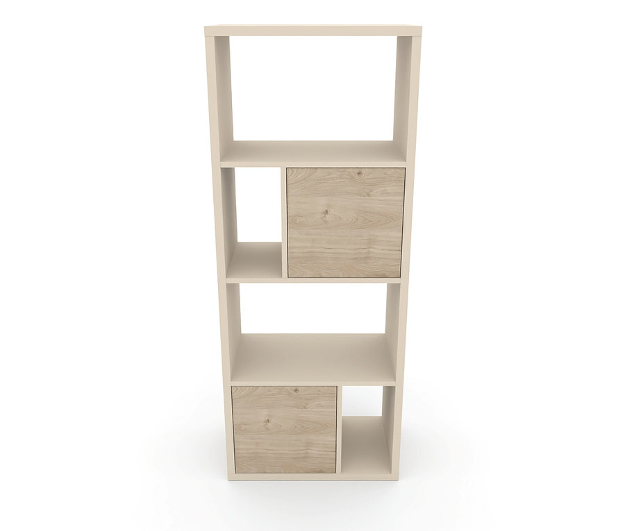 Das Roba Regal »Louisa« in Beige und Holzoptik hat offene Fächer und zwei Schubladen.