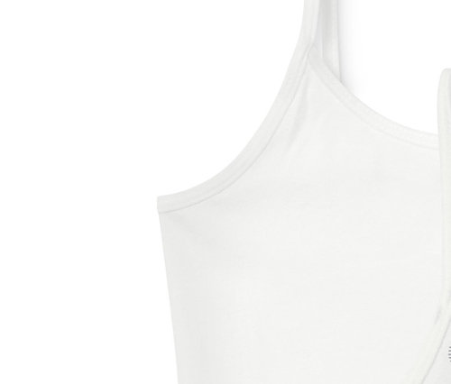 Drei Mädchen-Unterhemden in Schwarz, Weiß und gepunktet.