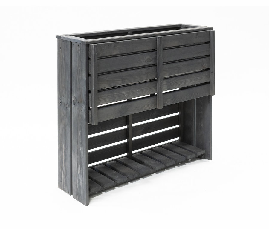 Ein dunkelgraues Hochbeet, ca. 100 x 88 x 30 cm.