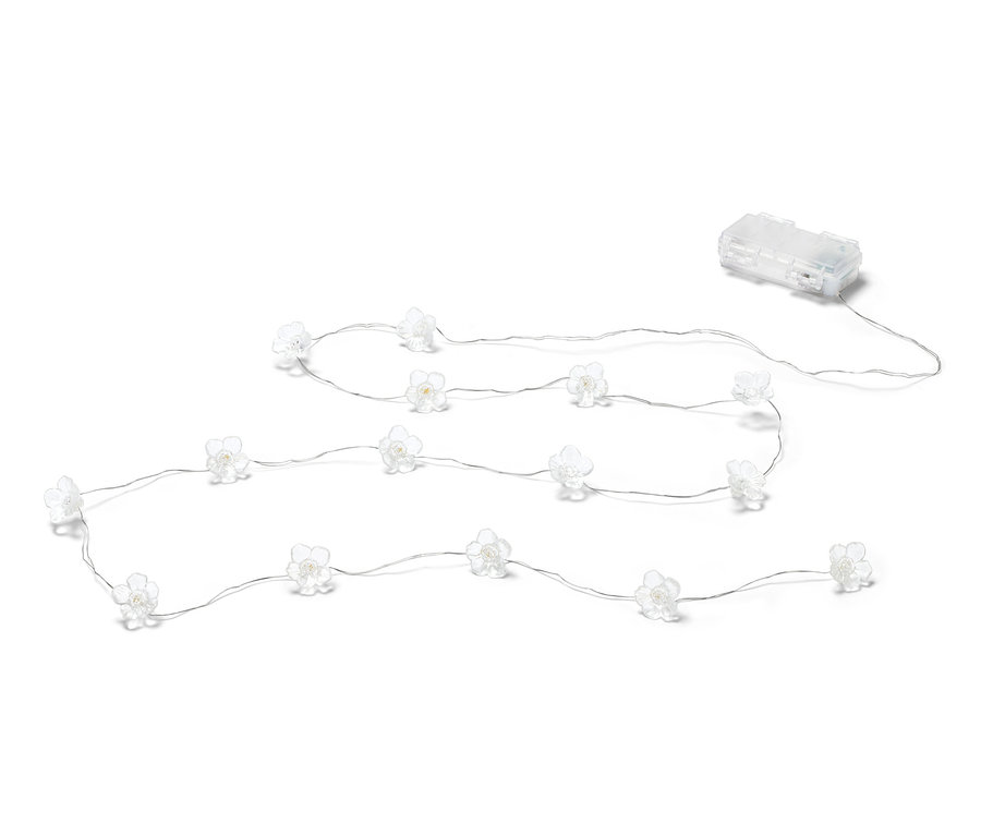 LED-Microlichterkette »Blumen« auf weißem Hintergrund.