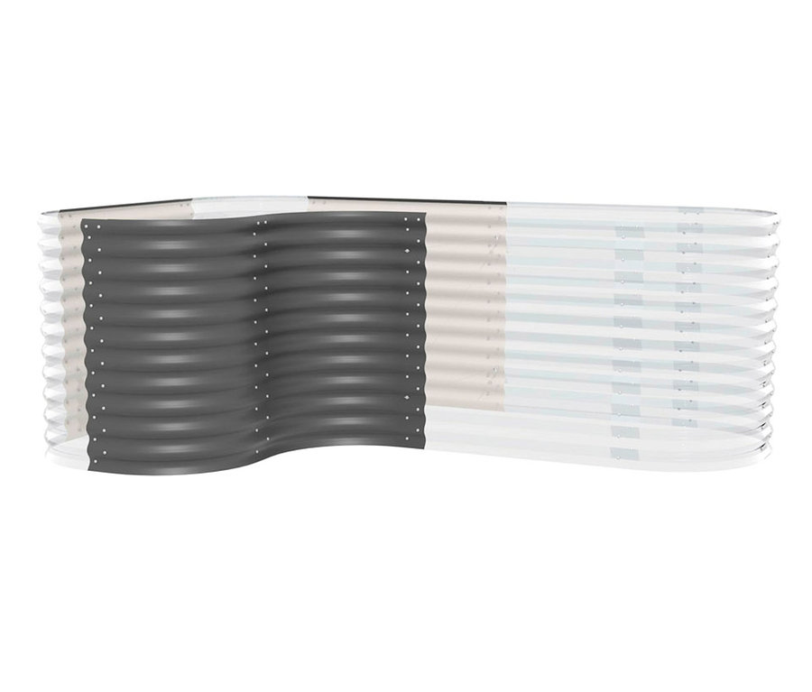 Eine granitfarbene, gebogene Hochbeetergänzung.