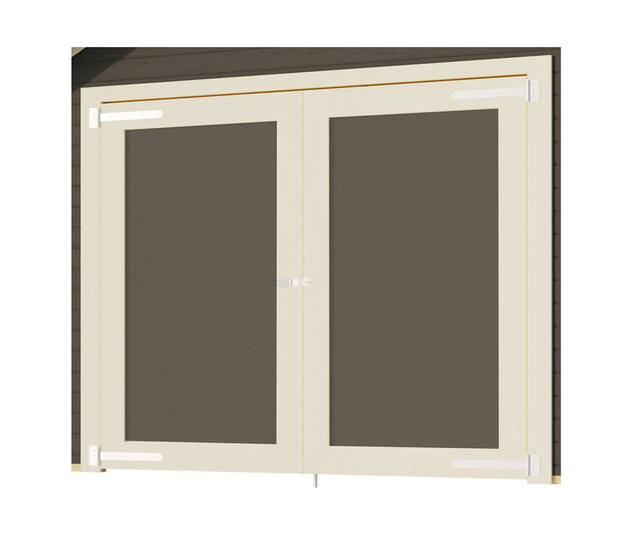 Doppeltür der Karibu Premium-Blockhausgarage mit Satteldach, 40 mm, (Geert).